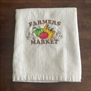 White Cotton Farmers Market Vegetables Kitchen Bar-Mop 18” by 16”